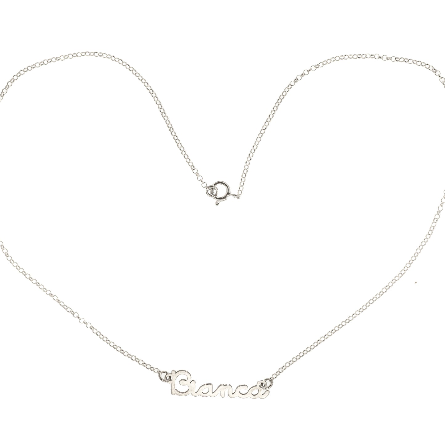 Collana artigianale in argento 925, personalizzabile con il nome che scegli. Elegante, leggera e significativa, è il regalo ideale a 50 €.