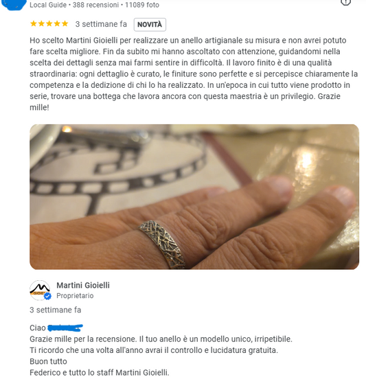 "In un'epoca di produzione in serie": il valore di un anello artigianale su misura