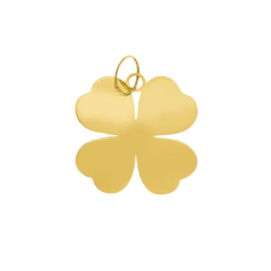 Ciondolo Quadrifoglio in oro giallo, bianco o argento 925°, rifinito a mano. Altezza 15 mm. Un gioiello portafortuna elegante e luminoso, ideale come regalo o come simbolo personale di fortuna e felicità.
