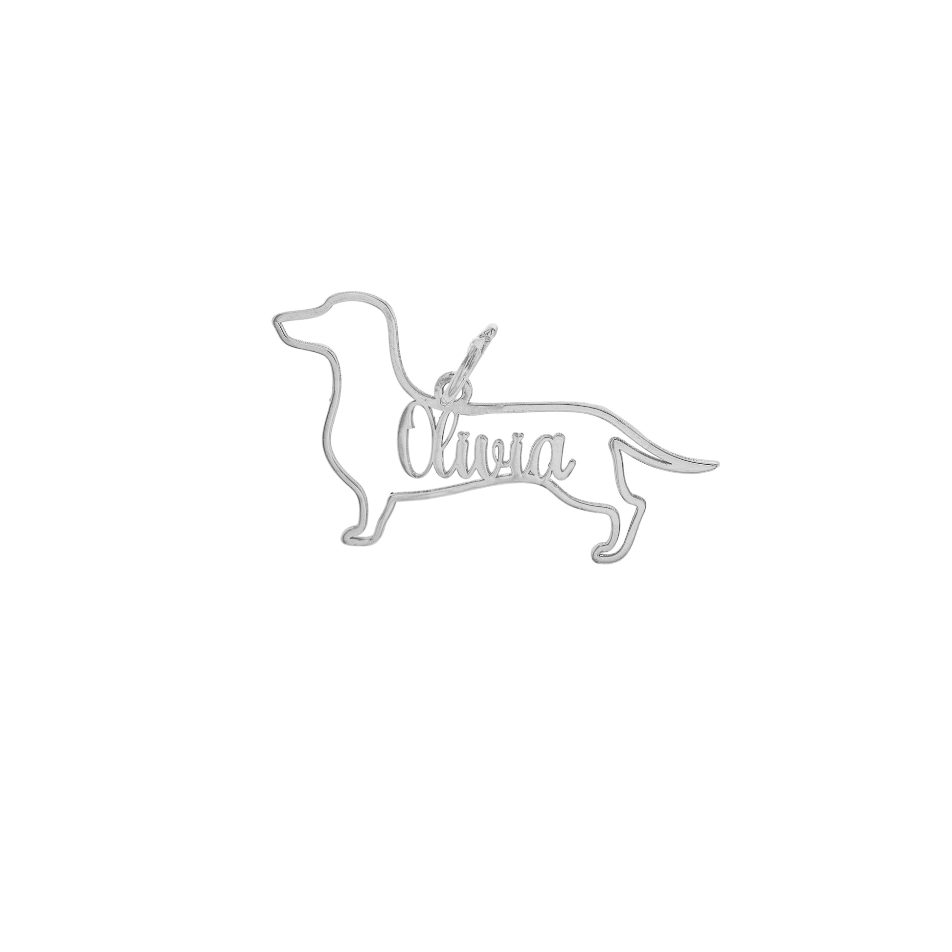 Ciondolo artigianale in argento 925, a forma di animale, con nome inciso personalizzabile. Un gioiello affettuoso e unico, ideale per celebrare chi ami.