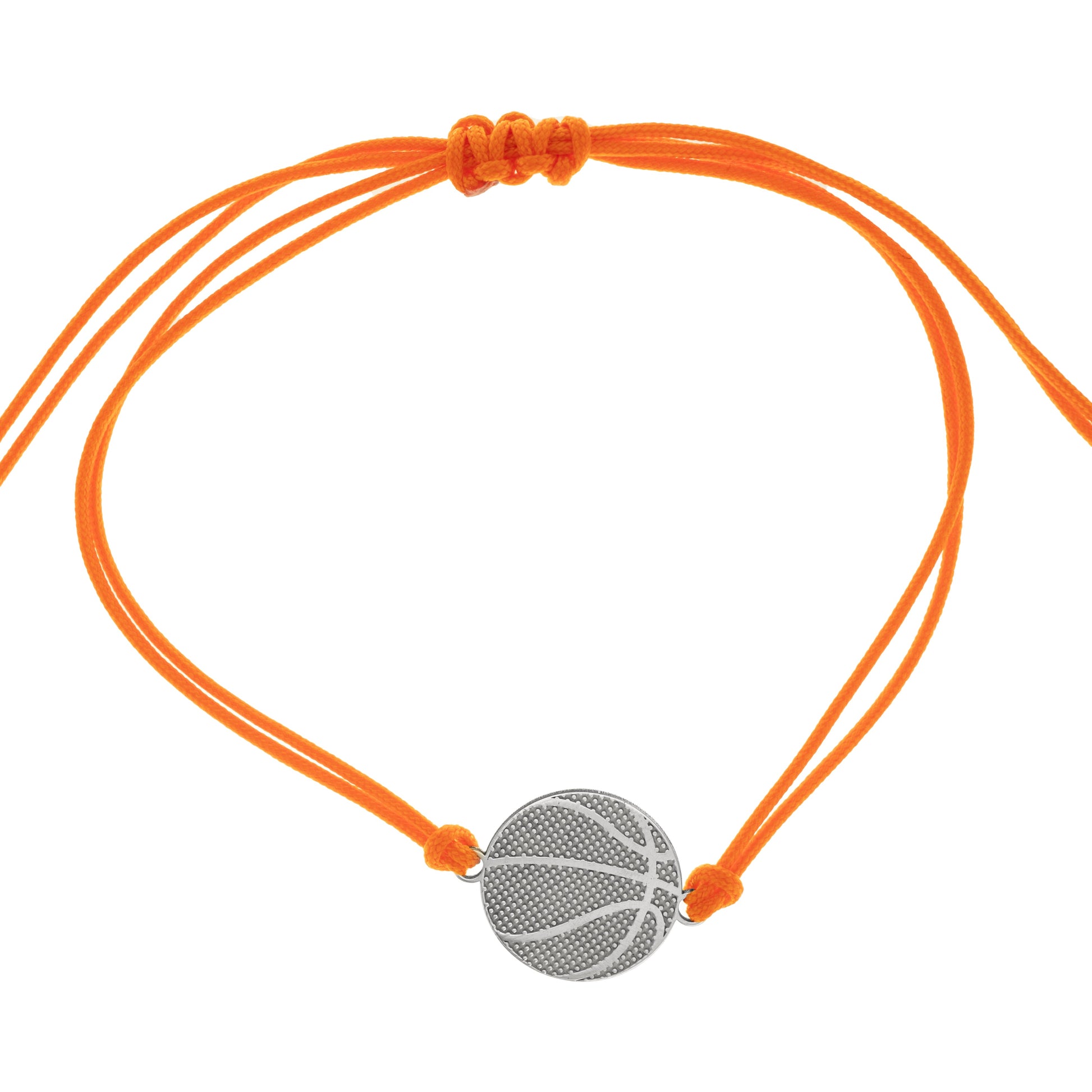 Bracciale basket in argento 925 con cordino arancione regolabile realizzato da Martini Gioielli
