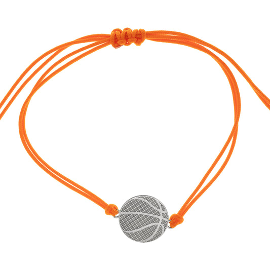 Bracciale basket in argento 925 con cordino arancione regolabile realizzato da Martini Gioielli