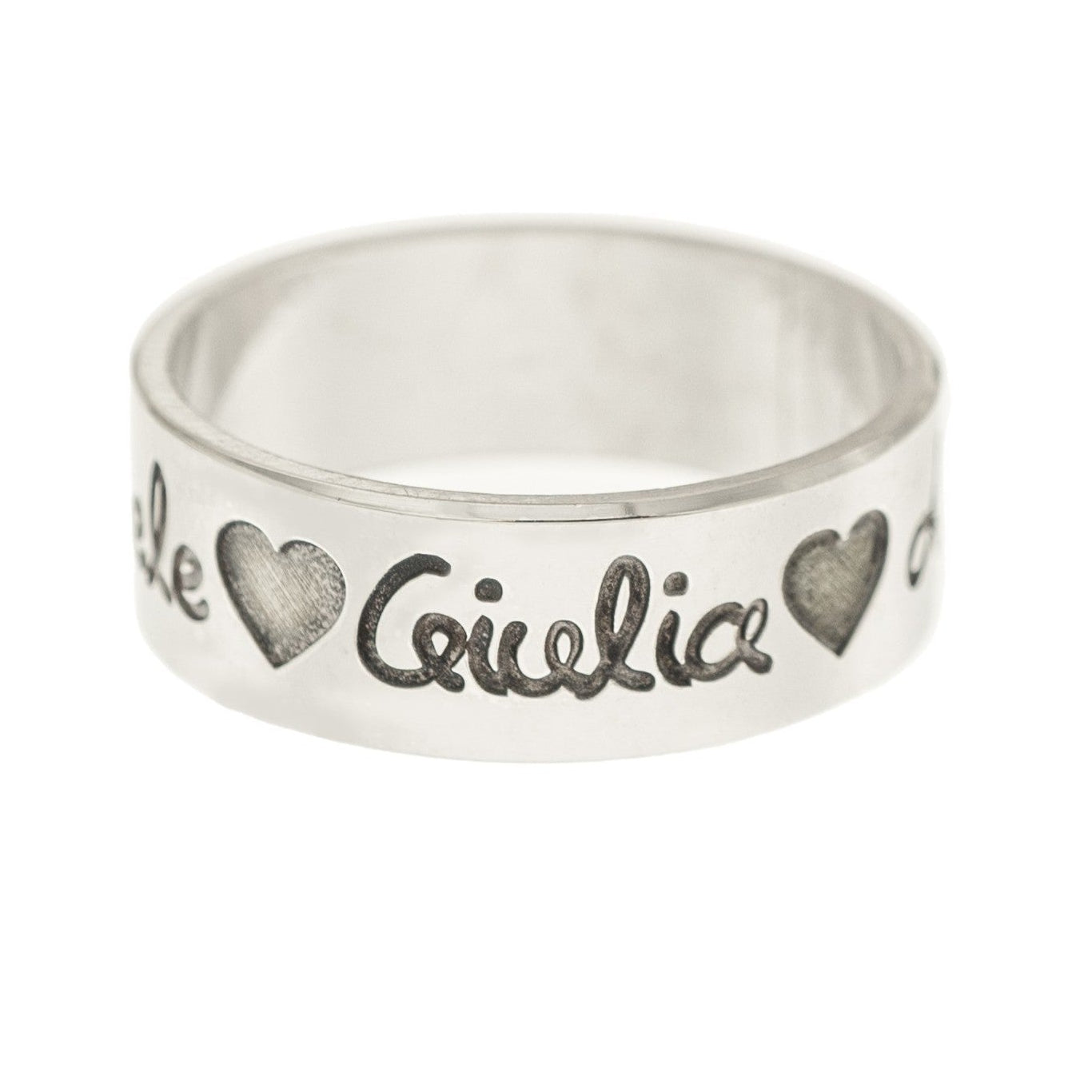 Anello nascita 7 mm personalizzato con nome, data e dettagli del neonato