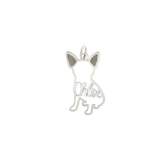 Ciondolo personalizzato a forma di animale con nome in argento 925 realizzato da Martini Gioielli