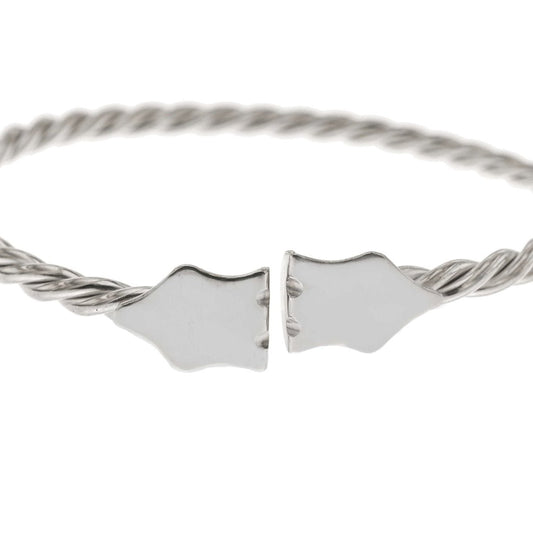 Bracciale cordone livornese artigianale in argento 925 con lavorazione intrecciata